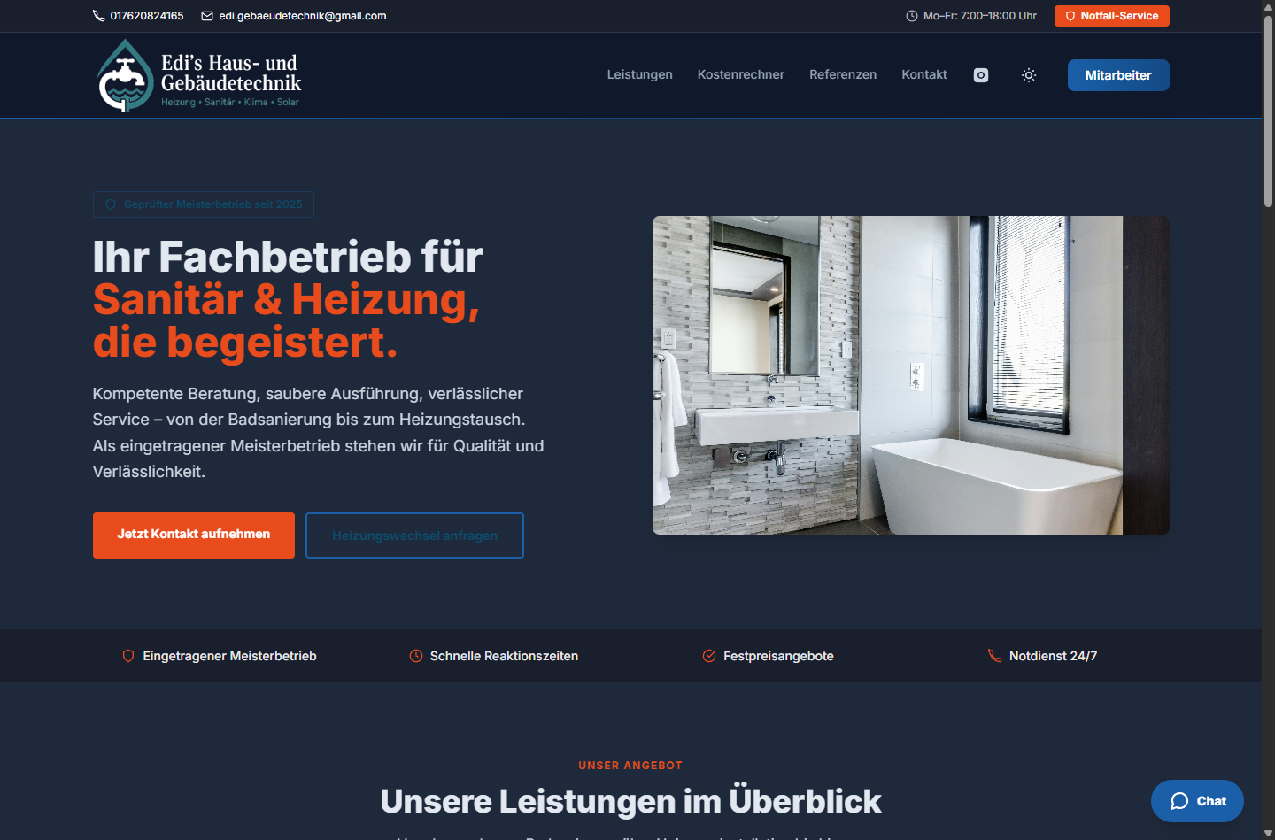 Vorschau des Webdesign-Projekts Edis Sanitär & Heizungstechnik
