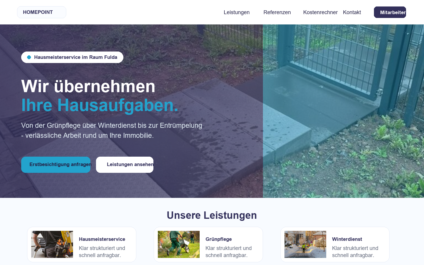 Desktop-Vorschau des Projekts HomePoint-Service GbR